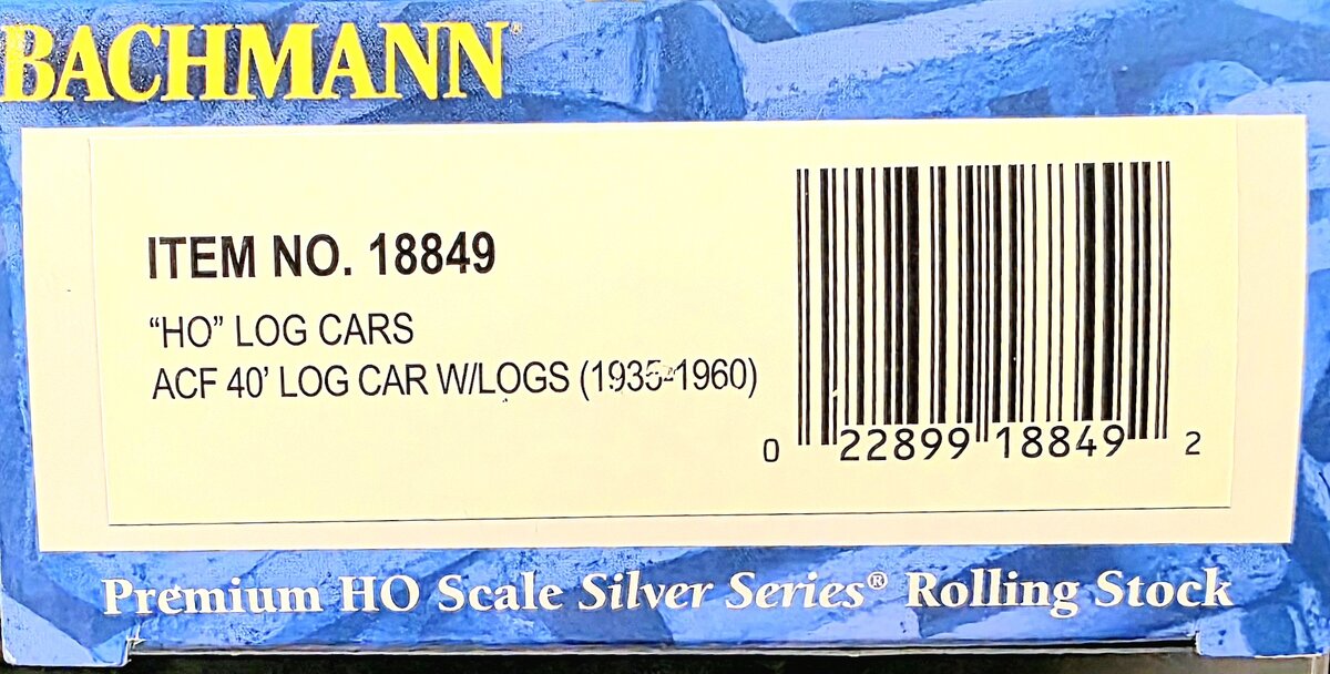 Bachmann 18849 HO Scale 1935-1960 Version ACF 40' Log Car