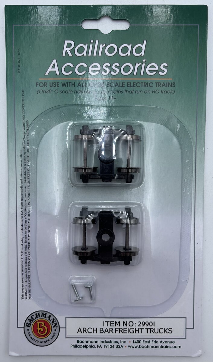 Bachmann 29901 On30 Arch Bar Freight Trucks (Set of 2)