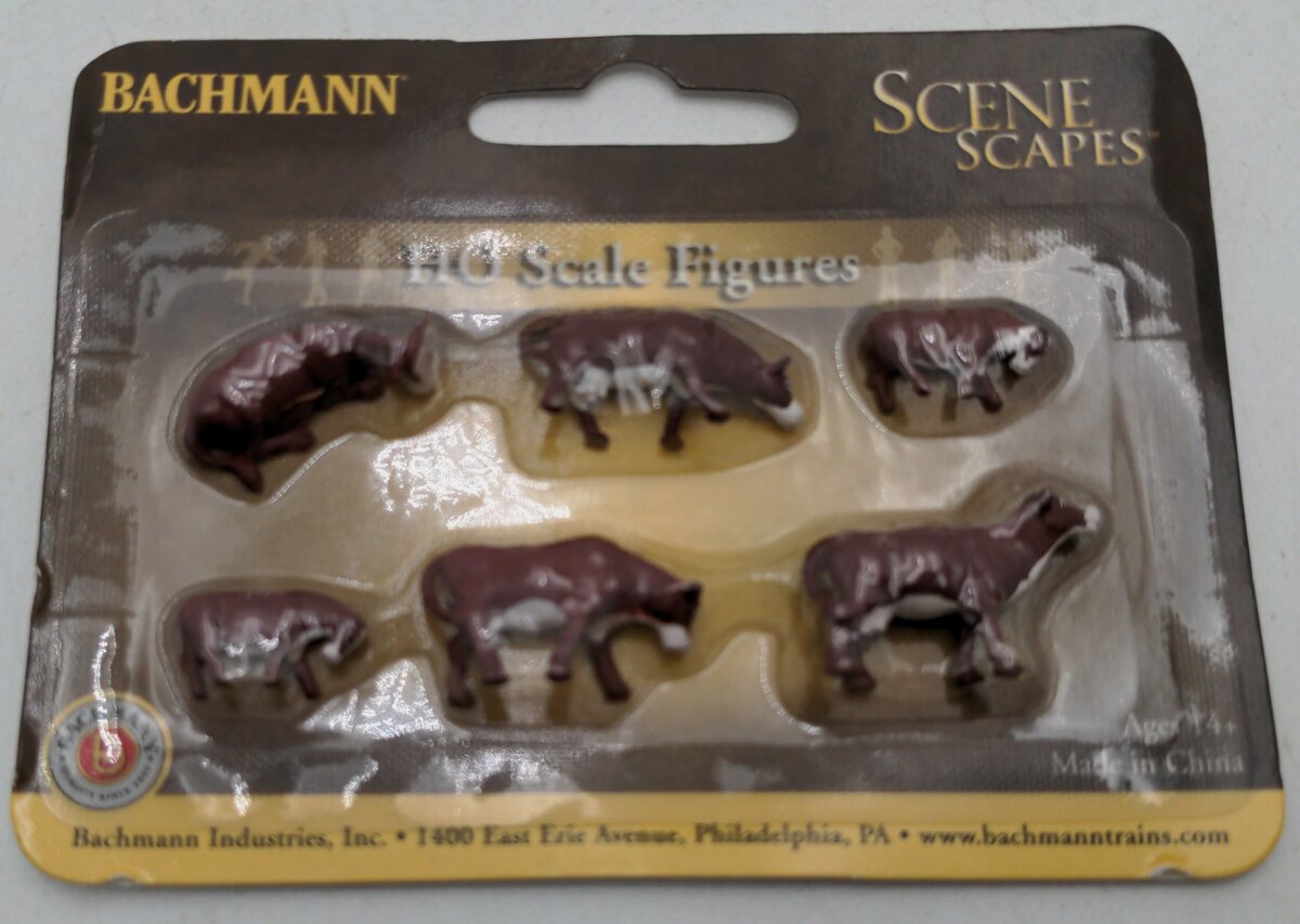 Bachmann 33102 HO Brown & White Cow Figures (Pack of 6)