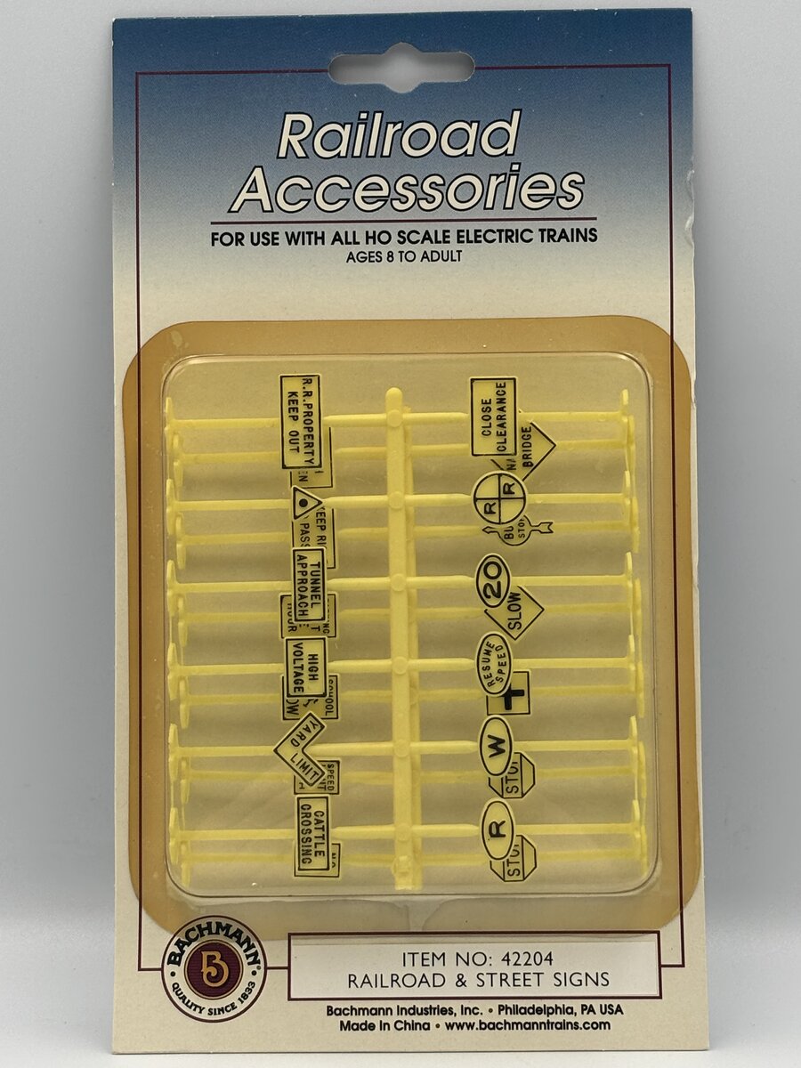 Bachmann 42204 HO Scale Railroad and Street Signs (Set of 24)
