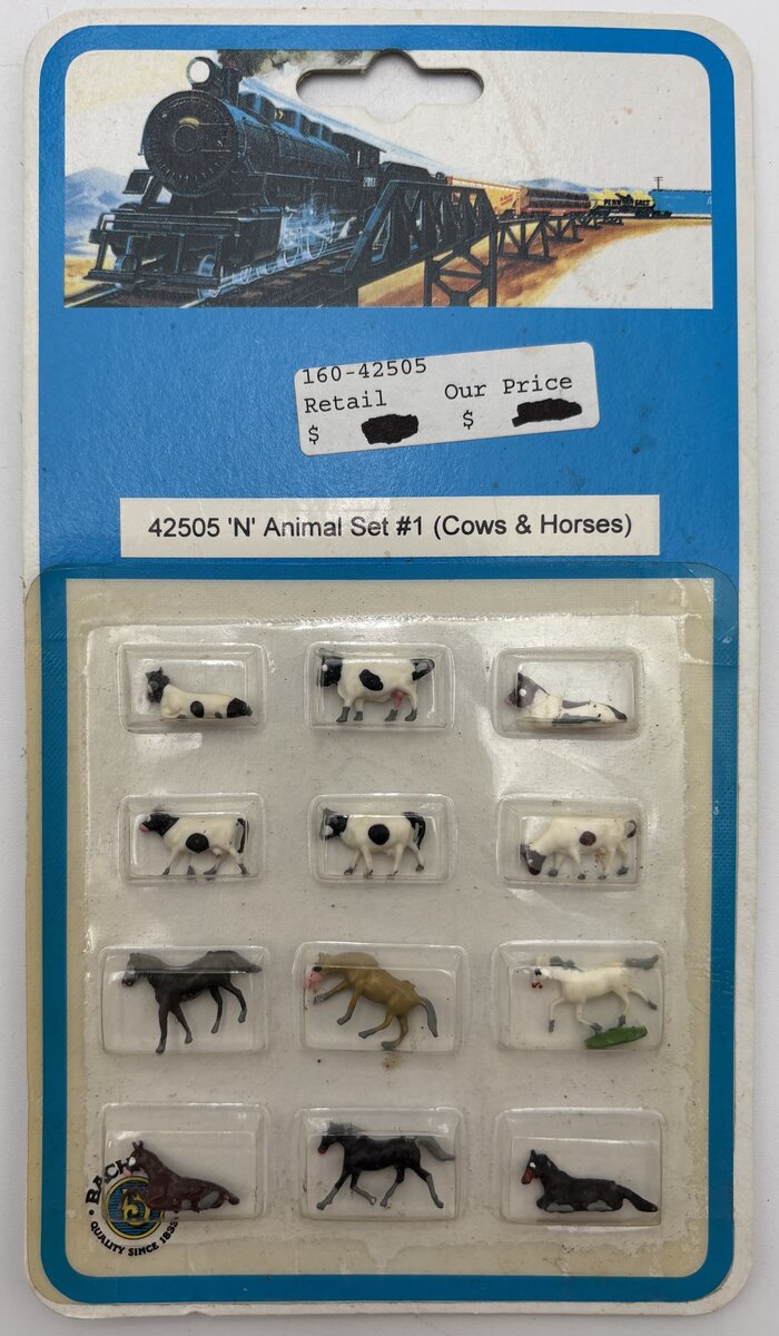 Bachmann 42505 N Scale Cows & Horses Animal Figures (Set of 12)