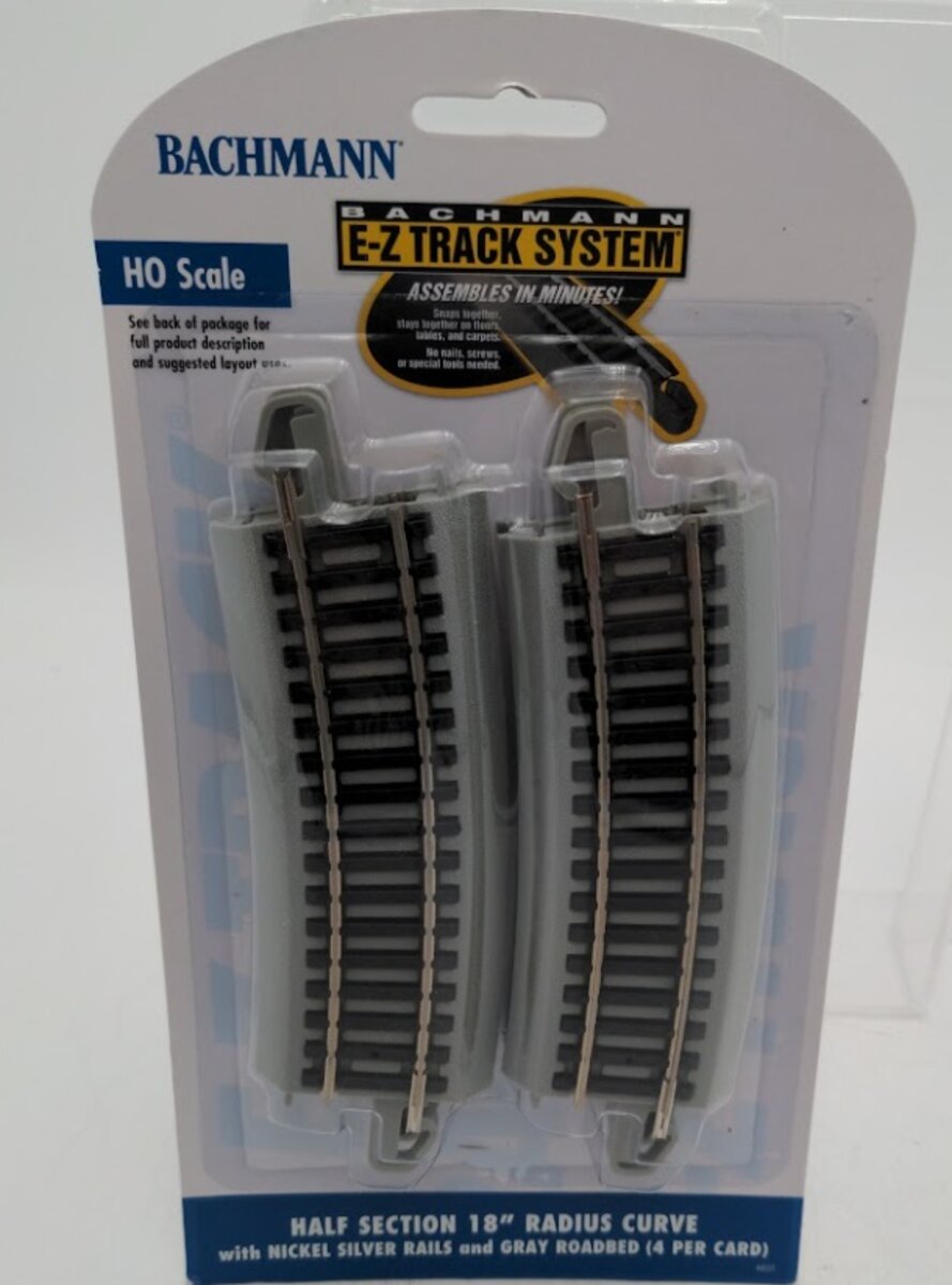 Bachmann 44531 HO NS Half-Section 18" Radius Curved E-Z Track (Pack of 4)