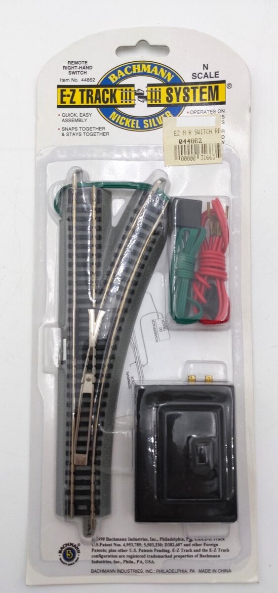 Bachmann 44862 N Nickel Silver #4 E-Z Track Right-Hand Switch Turnout