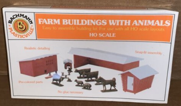 Bachmann 45152 HO Plasticville Farm w/Animals Building Kit