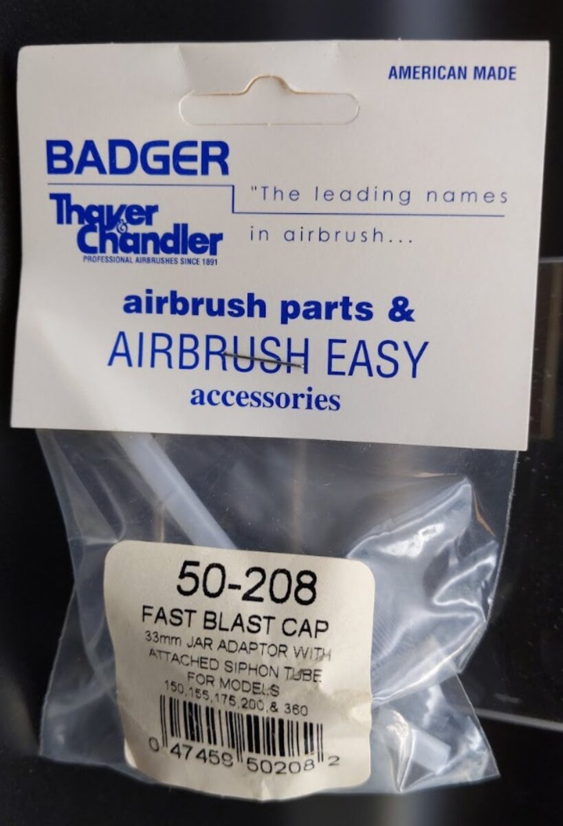 Badger 50-208 Fast Blast Cap 33 mm Jar Adaptor W/Attached Siphone Tube