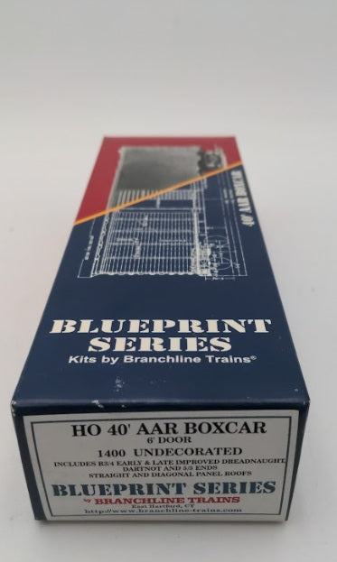 Branchline Trains 1400 HO Scale 40' AAR Boxcar 6 Foot Doors Undecorated Kit