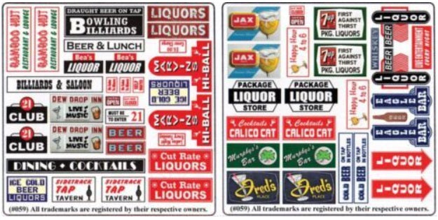 Blair Line 159 HO Scale Tavern & Liquor Store Signs Sheet (Pack of 2)