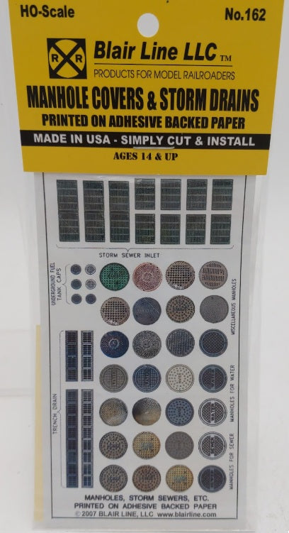 Blair Line 162 HO Scale Manhole Covers & Storm Drains
