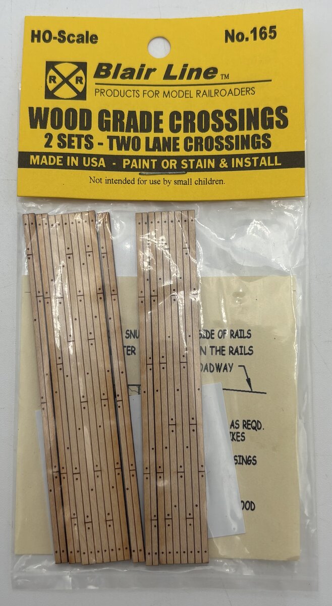 Blair Line 165 HO Scale 2-Lane 3.56" Laser-Cut Wood Grade Crossing (Set of 2)