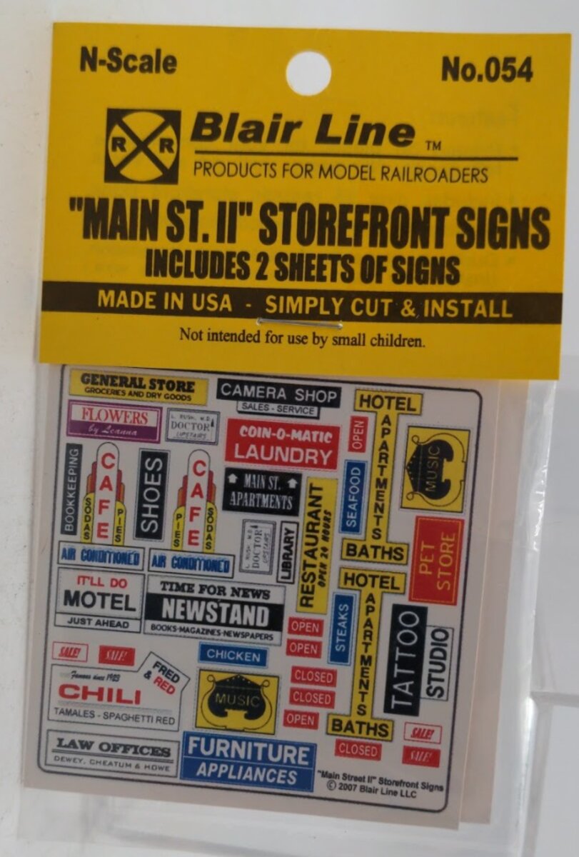 Blair Line 054 N Scale Main Street II Storefront Signs