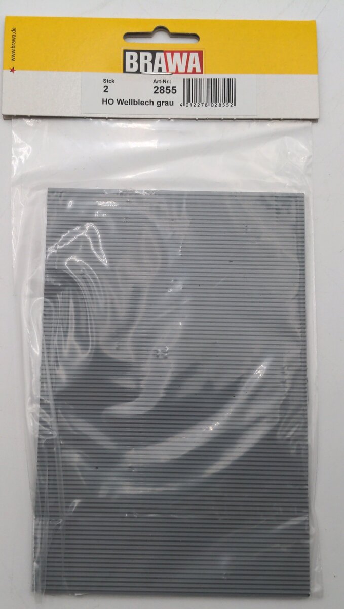 Brawa 2855 HO Grey Corrugated Iron Sheet (Pack of 2)
