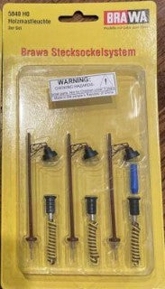 Brawa 84007 HO LED Wooden-Mast Light (Set of3)