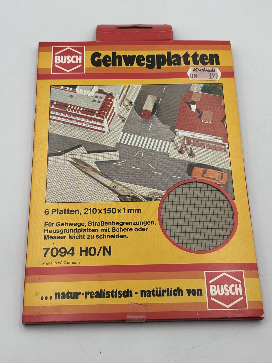 Busch 7094 HO and N Scale 8-1/2" x 6" Sheet Sidewalk (Pack of 6)