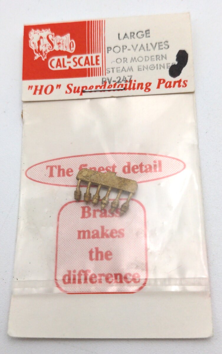 Cal Scale 190-247 HO Steam Loco Brass Casting Pop Valves Large Style (Pack of 6)