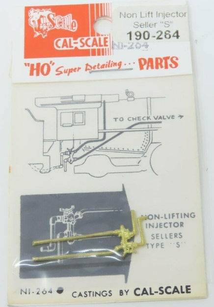 Cal Scale 190-264 HO Steam Loco Sellers Brass Casting TypeS Nonlifting Injectors