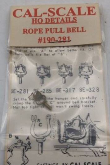 Cal Scale 190-281 HO Steam Engine Standard Rope Pull Type Bell with Bracket