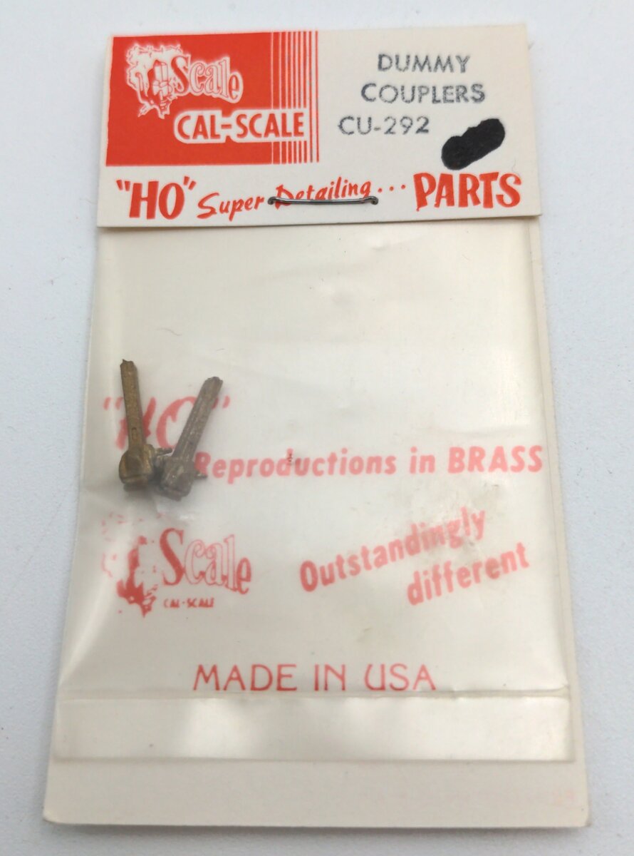 Cal Scale 190-292 HO Scale Dummy Knuckle Couplers Standard Brass (Pack of 2)