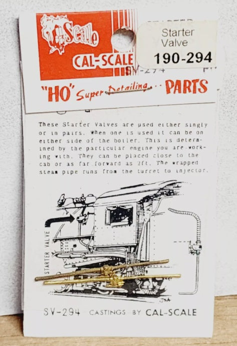 Cal Scale 190-294 HO Starter Valves Small Right & Left Hand Brass