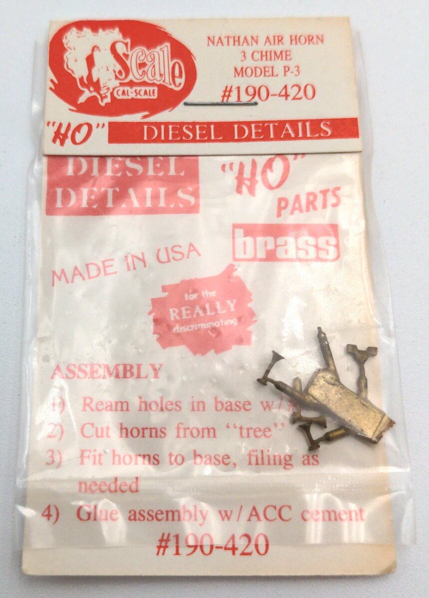 Cal Scale 190-420 HO Nathan Diesel Air Horn (Brass Casting) 3-Chime P2