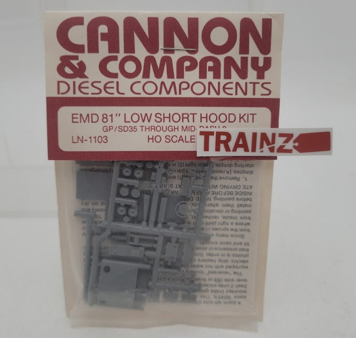 Cannon 1103 HO Scale EMD 81" Low Short Hood GP D35 Trough Mid Dash 2 Kit