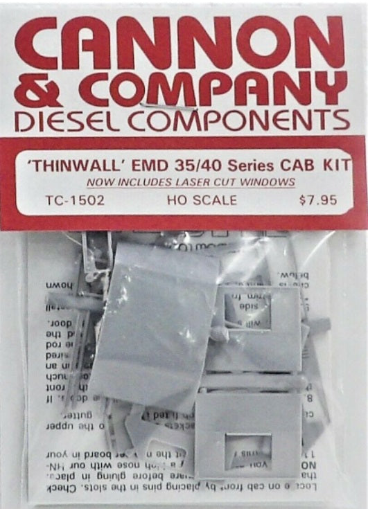 Cannon 1502 HO Scale 'Thinwall' EMD 35/40 Series Cab Kit