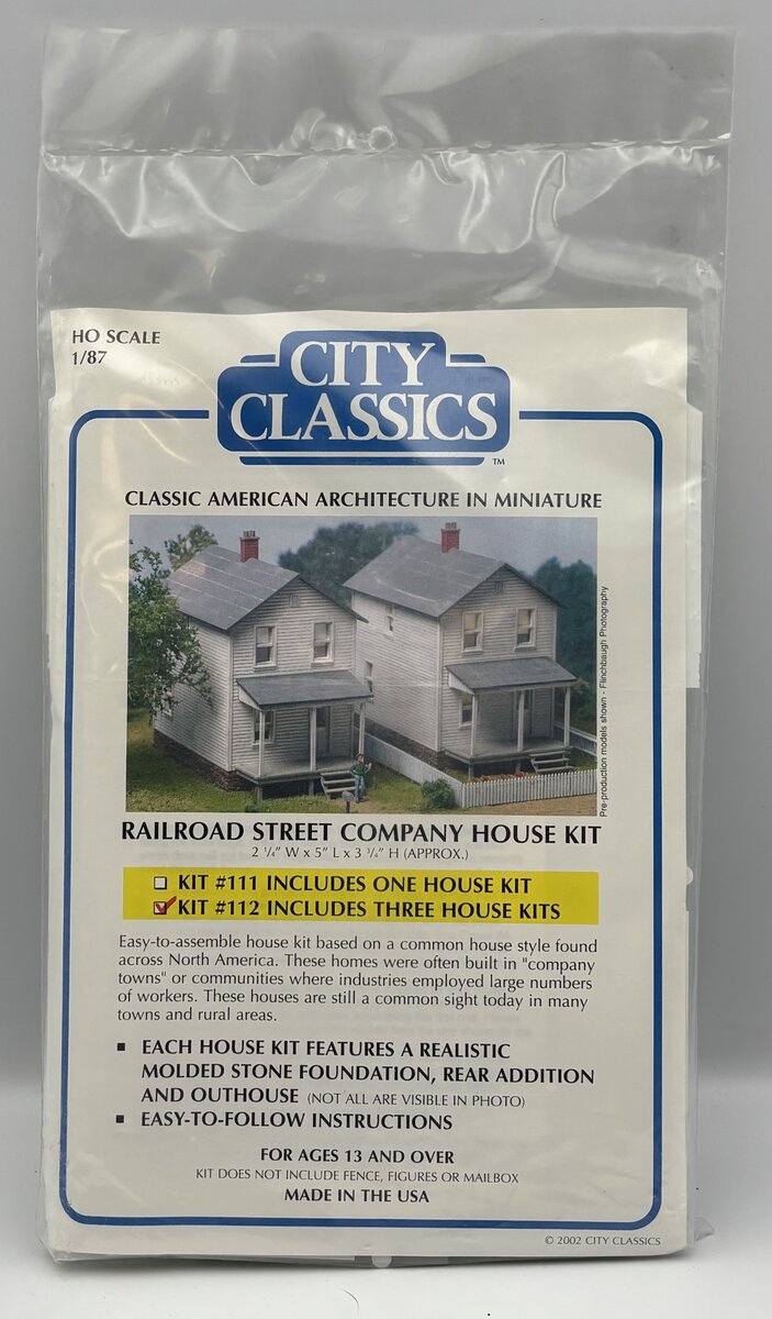 City Classics 112 HO Railroad Street Company House Building Kit (Pack of 3)