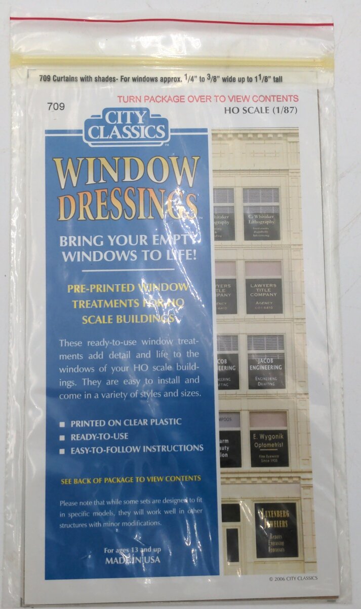 City Classics 709 HO Scale Curtains w/Shades For Windows (Set of 50)