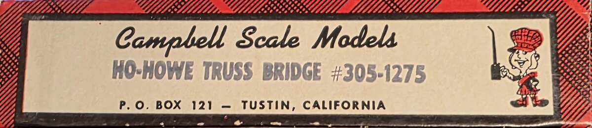 Campbell Scale Models 305 HO Howe Truss Bridge Kit