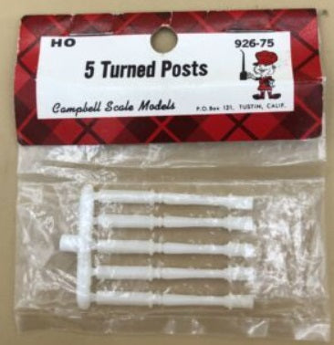 Campbell Scale Models 926 HO White Plastic Turned Porch Posts (Pack of 5)
