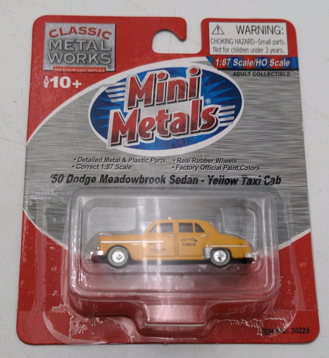 Classic Metal Works 30229 HO Mini Metals Yellow Cab '50 Dodge Meadowbrook Sedan