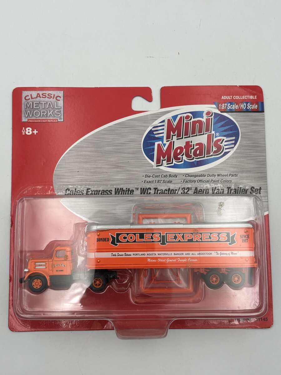 Classic Metal Works 31145 HO Mini Metals Coles Exp. White WC Tractor/Trailer Set