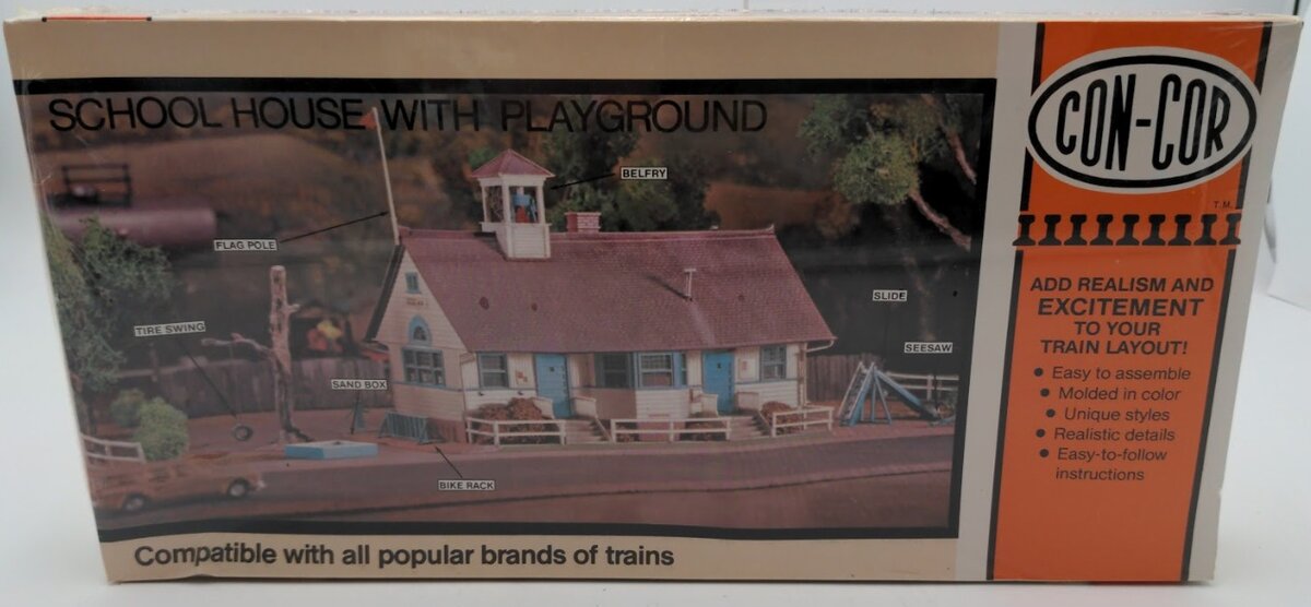 Con-Cor 9036 HO Scale School House with Playground Kit