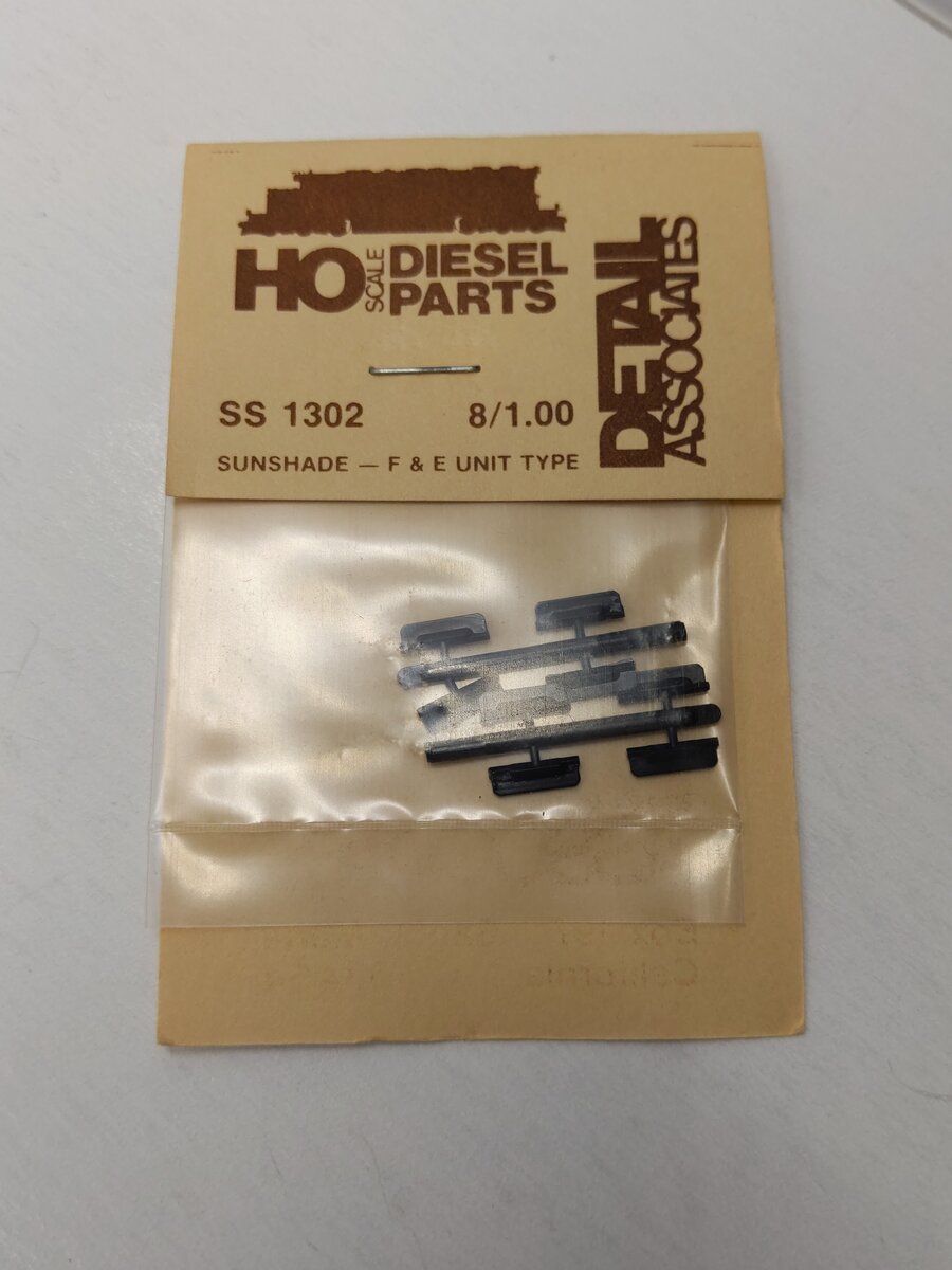 Detail Associates SS1302 HO Scale Cab Sunshade for F & E Units Type (Pack of 8)