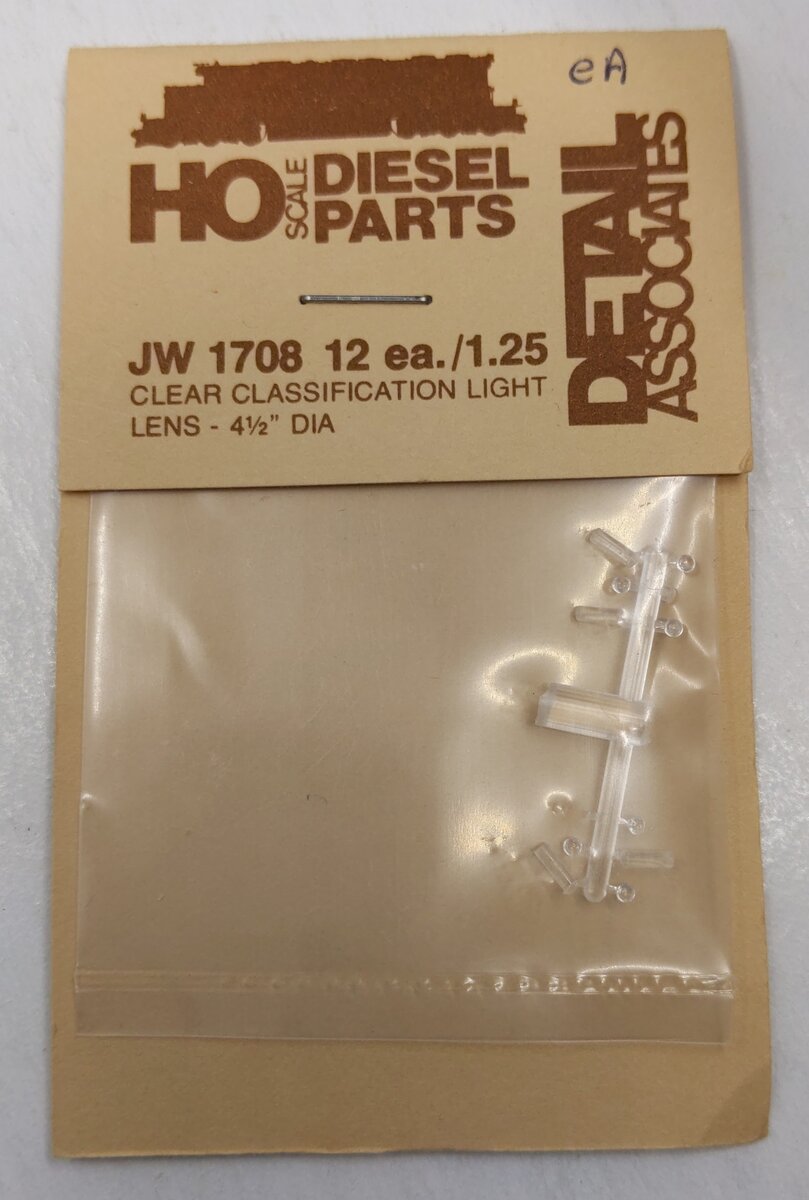 Detail Associates JW1708 HO Scale 4-1/2" Round Clear Headlight Lens (Pack of 12)