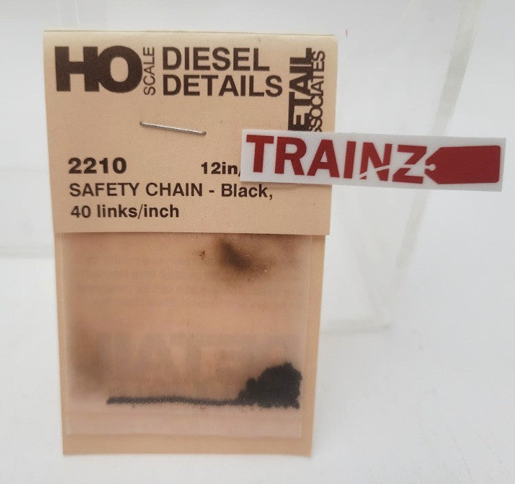 Detail Associates SY2210 HO Scale 12" Black Safety Chain 40 lInks / Inch