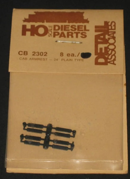 Detail Associates 2302 HO Scale 24" Plain Type Cab Armrests (Pack of 8)