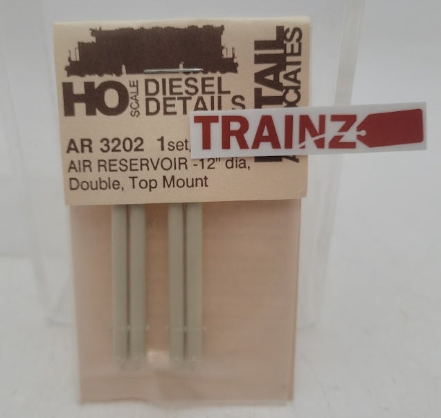 Detail Associates 3202 HO Scale Air Peservoir Double 12"Dia Top Mount(Pack of 2)