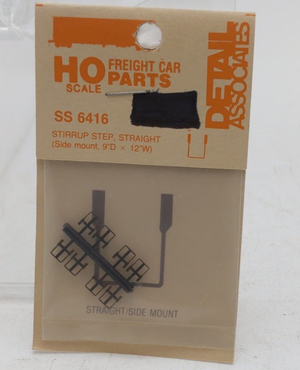 Detail Associates 6416 HO Straight Side Mount Freight Car Stirrups (Pack of 8)