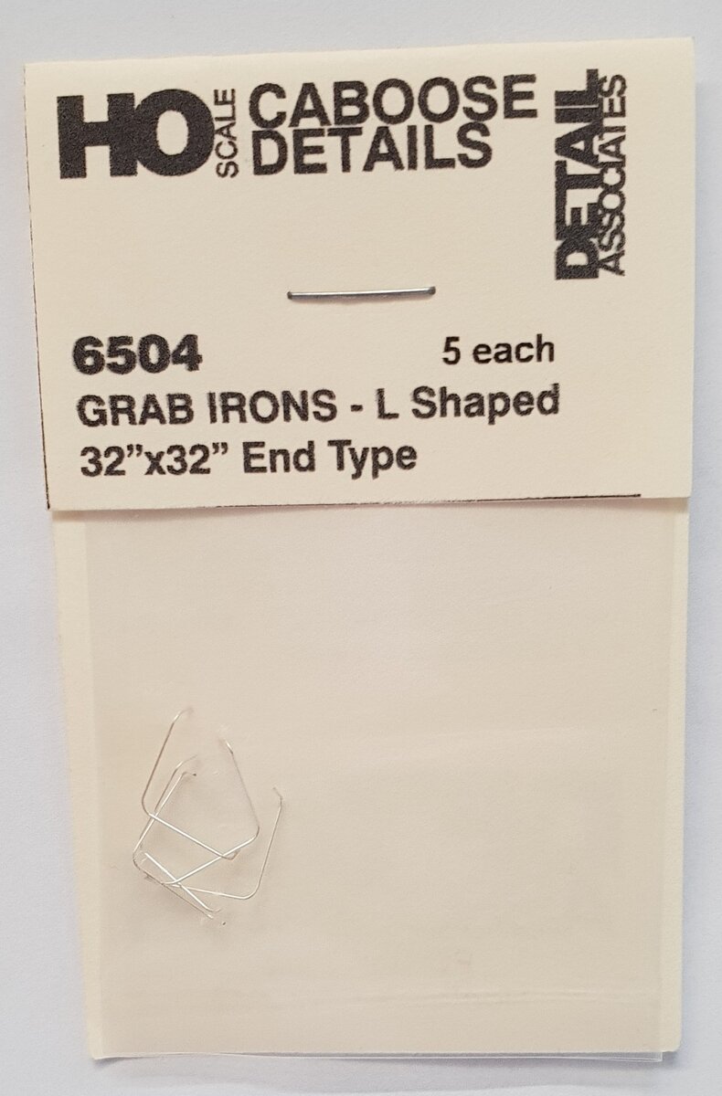 Detail Associates 6504 HO Scale Grab Irons L Shaped Ends 32" x 32" End Type