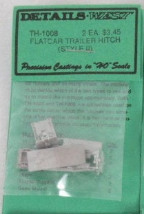 Details West TH-1008 HO Scale Flat Car Trailer Hitch Style II Metal Kit (2)