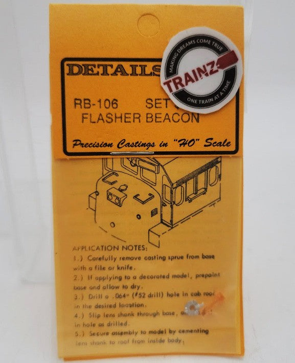 Details West 106 HO Scale Flasher Beacon Roof Mount Set