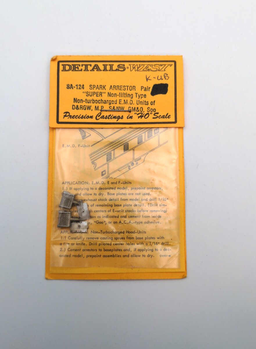 Details West SA-124 HO Scale Super Nonlifting Spark Arrestors (Pack of 2)
