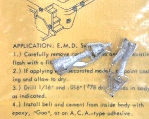 Details West BE-128 HO Scale Bell EMD Switcher Post 1952 Standard (Pack of 2)