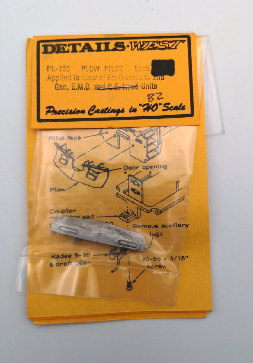 Details West 130 HO Scale Snow Plow Pilot 2nd Gen Hood Unit