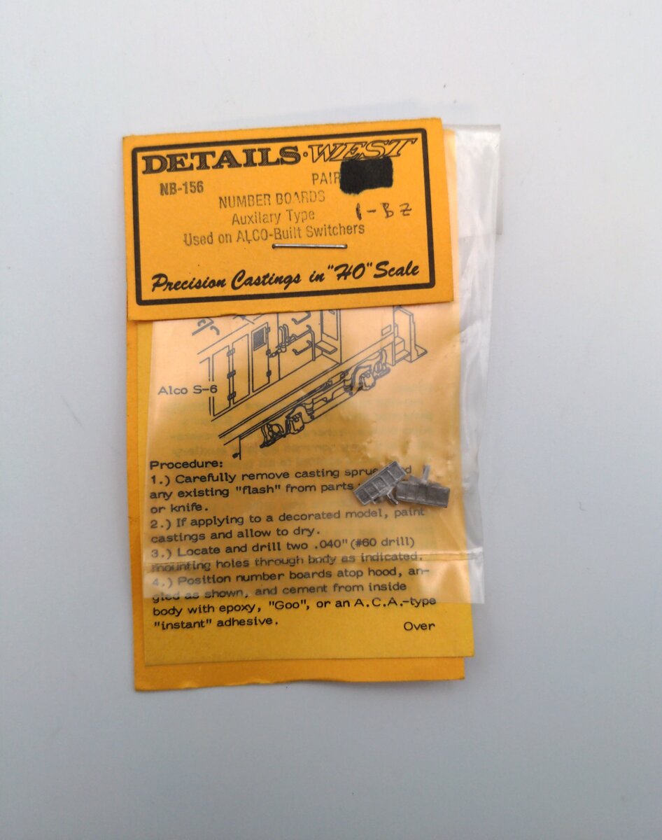 Details West NB-156 HO Auxiliary Number Boards for ALCO Switchers (Pack of 2)