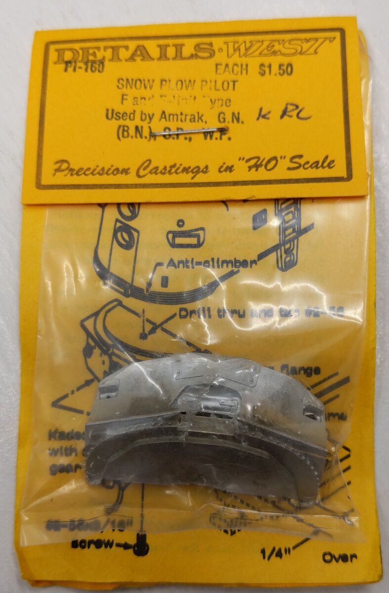 Details West 160 HO Scale Snow Plow Pilot For E & F Units