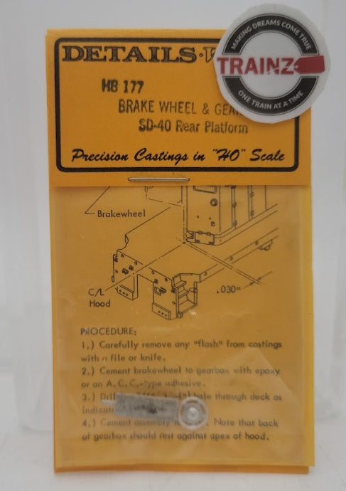Details West 177 HO Scale Brake Wheel & Gearbox for SD-40 Rear Platform