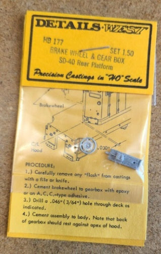 Details West 177 HO Scale Brake Wheel & Gearbox for SD-40 Rear Platform