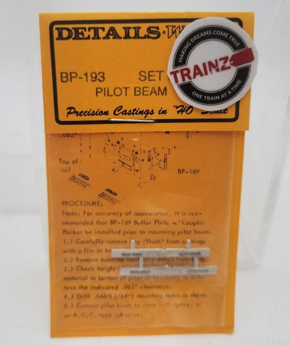 Details West 193 HO Scale Pilot Beam w/o Footboards (Set of 2)