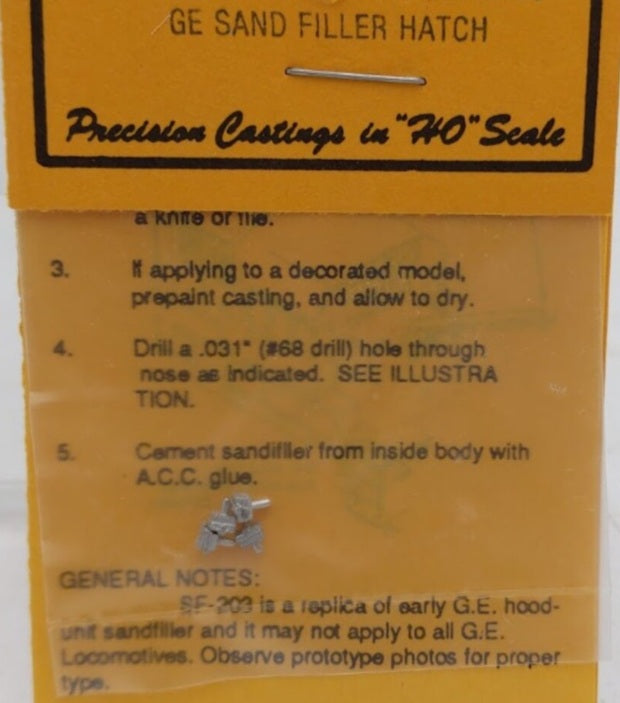Details West SF-203 HO Scale GE Sand Filler Hatch (Pack of 4)